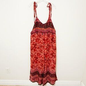 Free People Leona Jumpsuit Ruby Red Wide Leg Size S